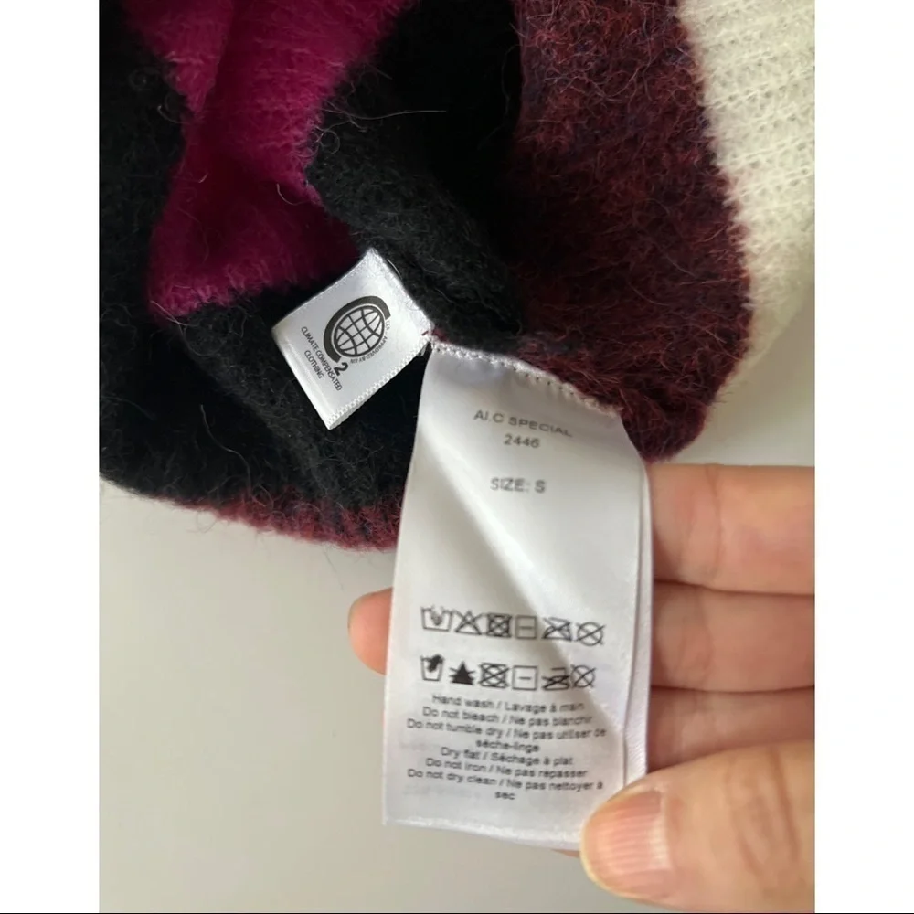 NWT GANNI Striped Colorblock Wool Knit Sweater Top Purple Small - Picture 5 of 6